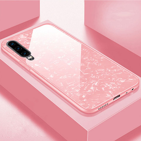 Huawei P30用ハイブリットバンパーケース プラスチック 鏡面 カバー M01 ファーウェイ ピンク