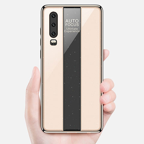 Huawei P30用ハイブリットバンパーケース プラスチック 鏡面 カバー M04 ファーウェイ ゴールド