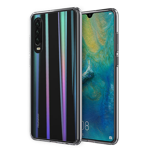 Huawei P30用極薄ソフトケース シリコンケース 耐衝撃 全面保護 クリア透明 U02 ファーウェイ グレー