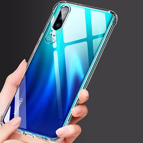 Huawei P30用極薄ソフトケース シリコンケース 耐衝撃 全面保護 クリア透明 K03 ファーウェイ クリア