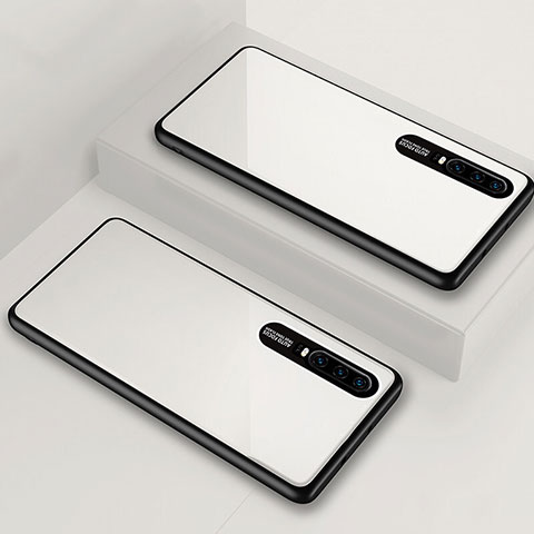 Huawei P30用ハイブリットバンパーケース プラスチック 鏡面 カバー T01 ファーウェイ ホワイト