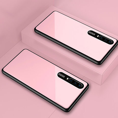Huawei P30用ハイブリットバンパーケース プラスチック 鏡面 カバー T01 ファーウェイ ピンク