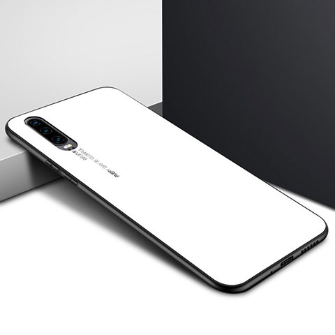 Huawei P30用ハイブリットバンパーケース プラスチック パターン 鏡面 カバー K04 ファーウェイ ホワイト