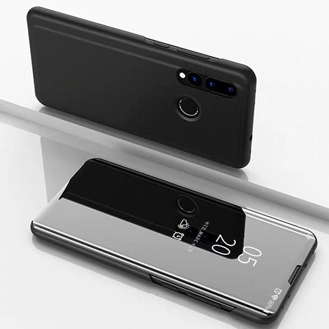 Huawei P30 Lite用手帳型 レザーケース スタンド 鏡面 カバー ファーウェイ ブラック