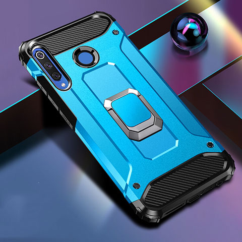 Huawei P30 Lite用ハイブリットバンパーケース プラスチック アンド指輪 マグネット式 R02 ファーウェイ ブルー