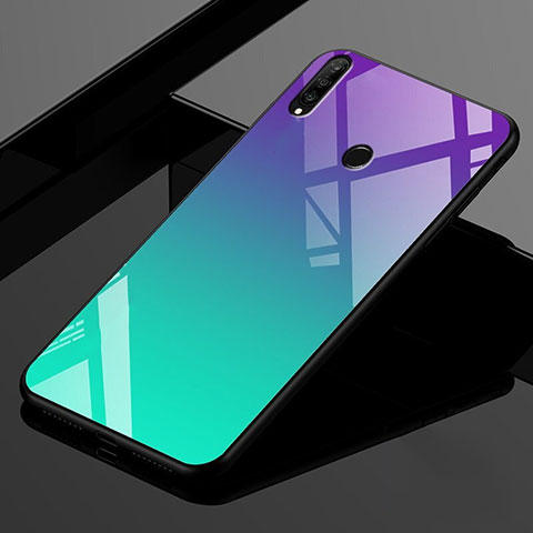 Huawei P30 Lite New Edition用ハイブリットバンパーケース プラスチック 鏡面 虹 グラデーション 勾配色 カバー ファーウェイ グリーン