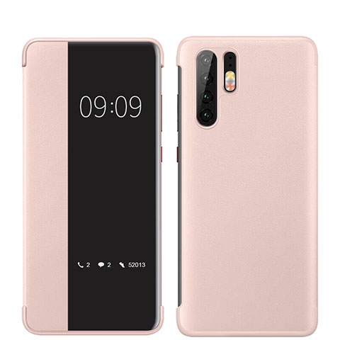 Huawei P30 Pro用ケース 高級感 手触り良いレザー柄 ファーウェイ ローズゴールド