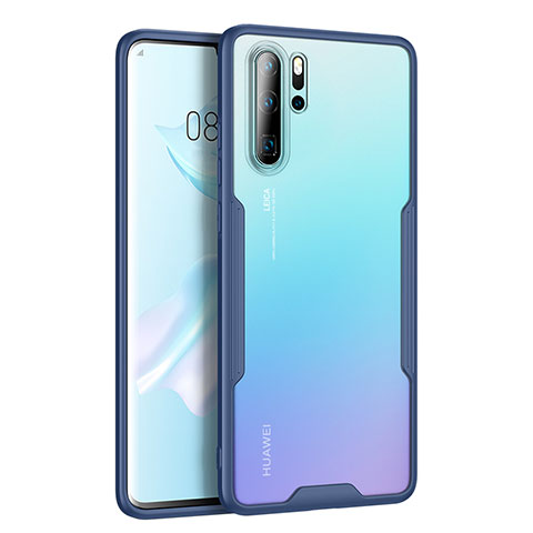 Huawei P30 Pro用ハイブリットバンパーケース クリア透明 プラスチック 鏡面 カバー M03 ファーウェイ ネイビー