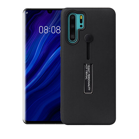 Huawei P30 Pro用ハイブリットバンパーケース スタンド プラスチック 兼シリコーン カバー T01 ファーウェイ ブラック