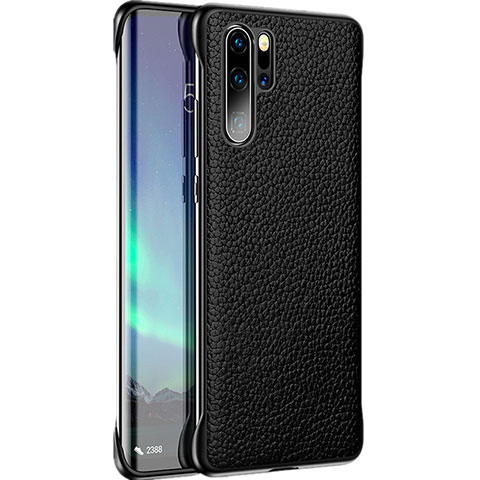 Huawei P30 Pro用ケース 高級感 手触り良いレザー柄 R07 ファーウェイ ブラック