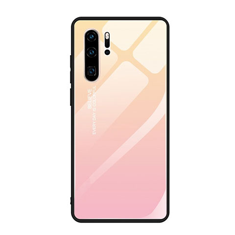 Huawei P30 Pro用ハイブリットバンパーケース プラスチック 鏡面 虹 グラデーション 勾配色 カバー H01 ファーウェイ ピンク