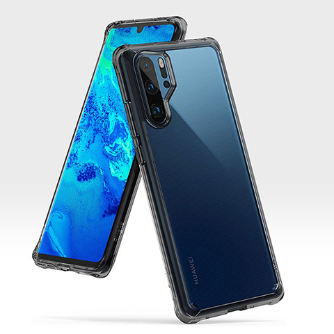 Huawei P30 Pro用ハイブリットバンパーケース プラスチック 兼シリコーン カバー R02 ファーウェイ ダークグレー