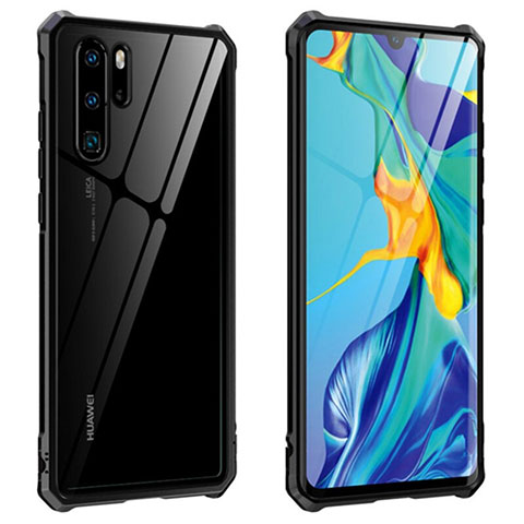 Huawei P30 Pro用ケース 高級感 手触り良い アルミメタル 製の金属製 360度 フルカバーバンパー 鏡面 カバー T08 ファーウェイ ブラック