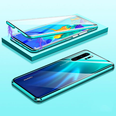 Huawei P30 Pro用ケース 高級感 手触り良い アルミメタル 製の金属製 360度 フルカバーバンパー 鏡面 カバー T03 ファーウェイ グリーン