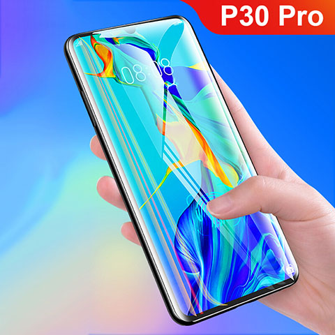 Huawei P30 Pro用強化ガラス フル液晶保護フィルム F03 ファーウェイ ブラック