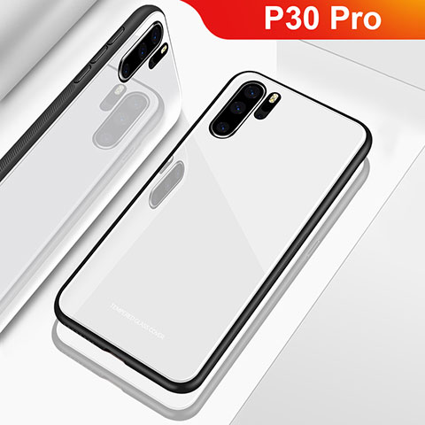 Huawei P30 Pro New Edition用ハイブリットバンパーケース プラスチック 鏡面 カバー ファーウェイ ホワイト