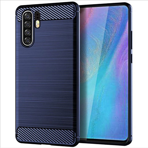 Huawei P30 Pro New Edition用シリコンケース ソフトタッチラバー ライン カバー ファーウェイ ネイビー