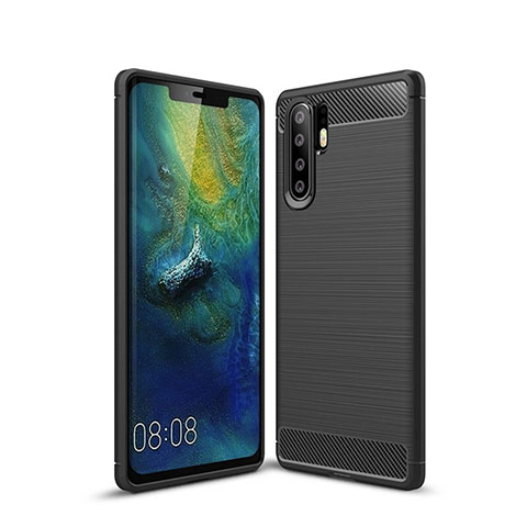 Huawei P30 Pro New Edition用シリコンケース ソフトタッチラバー ツイル カバー S03 ファーウェイ ブラック