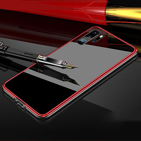 Huawei P30 Pro New Edition用ケース 高級感 手触り良い アルミメタル 製の金属製 バンパー 鏡面 カバー M03 ファーウェイ レッド
