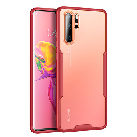 Huawei P30 Pro New Edition用ハイブリットバンパーケース クリア透明 プラスチック 鏡面 カバー M03 ファーウェイ レッド