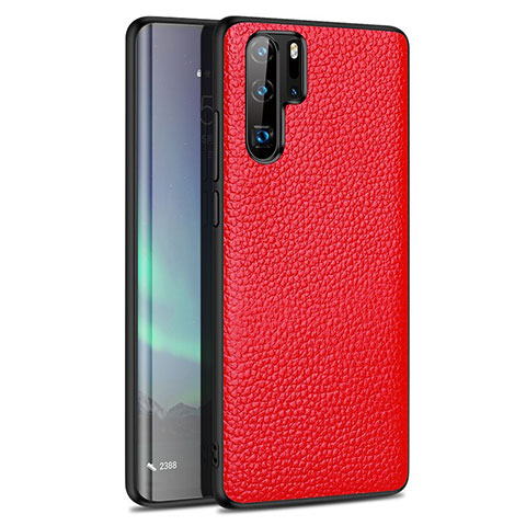 Huawei P30 Pro New Edition用シリコンケース ソフトタッチラバー レザー柄 カバー H05 ファーウェイ レッド