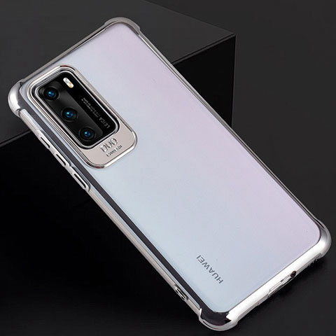 Huawei P40用ハードカバー クリスタル クリア透明 N01 ファーウェイ シルバー