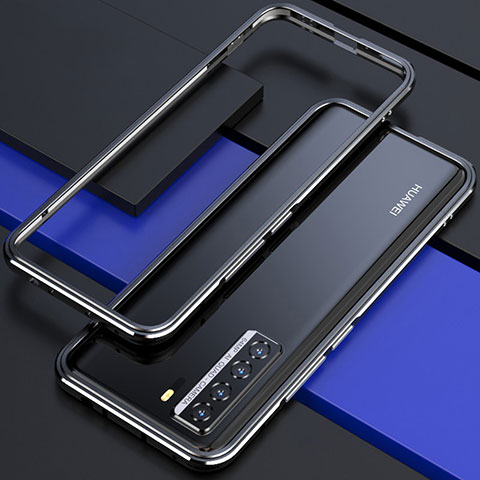 Huawei P40 Lite 5G用ケース 高級感 手触り良い アルミメタル 製の金属製 バンパー カバー T01 ファーウェイ ブラック