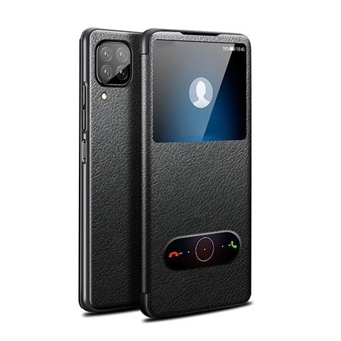 Huawei P40 Lite用手帳型 レザーケース スタンド カバー T02 ファーウェイ ブラック