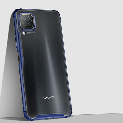 Huawei P40 Lite用ハイブリットバンパーケース クリア透明 プラスチック 鏡面 カバー H02 ファーウェイ ネイビー
