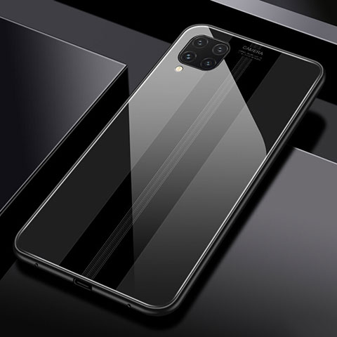 Huawei P40 Lite用ハイブリットバンパーケース プラスチック 鏡面 カバー T01 ファーウェイ ブラック