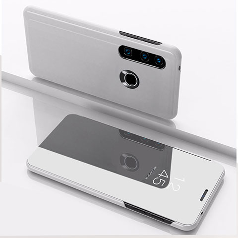 Huawei P40 Lite E用手帳型 レザーケース スタンド 鏡面 カバー QH1 ファーウェイ シルバー