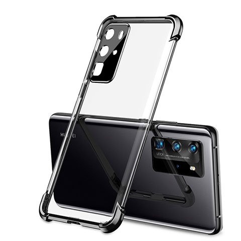 Huawei P40 Pro用極薄ソフトケース シリコンケース 耐衝撃 全面保護 クリア透明 S01 ファーウェイ ブラック