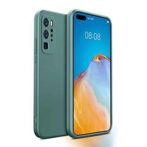 Huawei P40 Pro用360度 フルカバー極薄ソフトケース シリコンケース 耐衝撃 全面保護 バンパー N01 ファーウェイ モスグリー