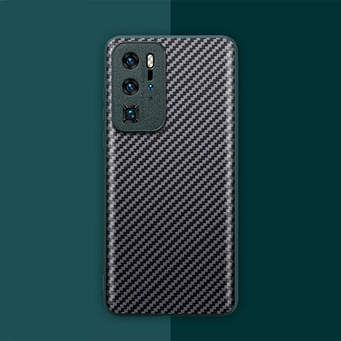 Huawei P40 Pro用炭素繊維ケース ソフトタッチラバー ツイル カバー ファーウェイ シアン