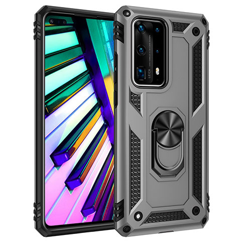 Huawei P40 Pro+ Plus用ハイブリットバンパーケース プラスチック アンド指輪 マグネット式 C01 ファーウェイ シルバー