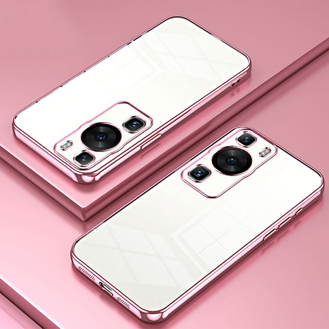 Huawei P60用極薄ソフトケース シリコンケース 耐衝撃 全面保護 クリア透明 SY1 ファーウェイ ローズゴールド