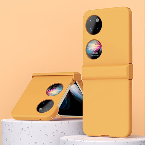 Huawei P60 Pocket用ハードケース プラスチック 質感もマット 前面と背面 360度 フルカバー ZL3 ファーウェイ オレンジ
