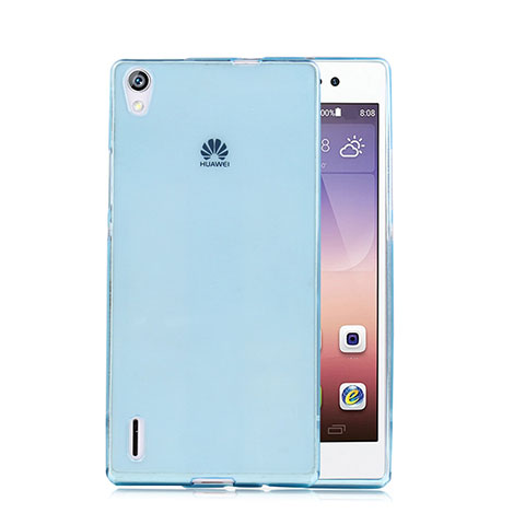 Huawei P7 Dual SIM用極薄ソフトケース シリコンケース 耐衝撃 全面保護 クリア透明 ファーウェイ ネイビー