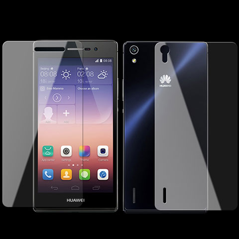 Huawei P7 Dual SIM用強化ガラス 液晶保護フィルム 背面保護フィルム同梱 ファーウェイ クリア