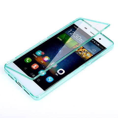 Huawei P8 Lite用ソフトケース フルカバー クリア透明 ファーウェイ ブルー