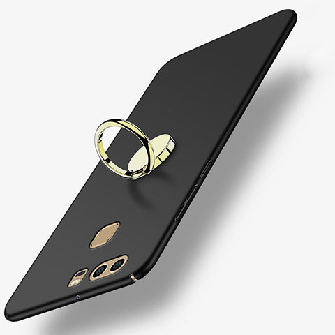 Huawei P9用ハードケース プラスチック 質感もマット アンド指輪 A02 ファーウェイ ブラック