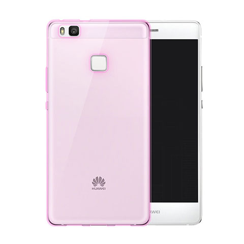 Huawei P9 Lite用極薄ソフトケース シリコンケース 耐衝撃 全面保護 クリア透明 ファーウェイ ピンク