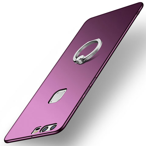 Huawei P9 Plus用ハードケース プラスチック 質感もマット アンド指輪 A01 ファーウェイ パープル