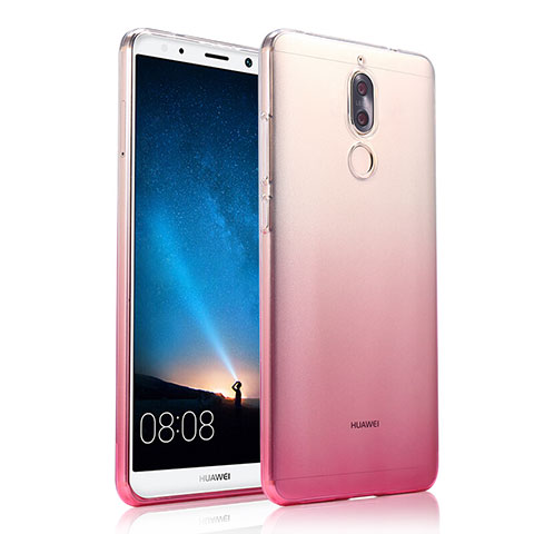 Huawei Rhone用極薄ソフトケース グラデーション 勾配色 クリア透明 ファーウェイ ピンク