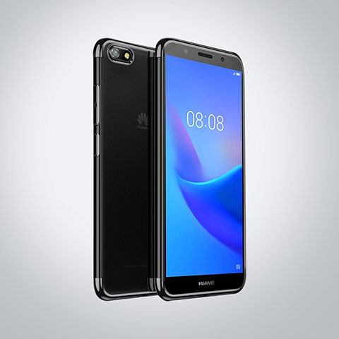 Huawei Y5 Prime (2018)用極薄ソフトケース シリコンケース 耐衝撃 全面保護 クリア透明 S01 ファーウェイ ブラック