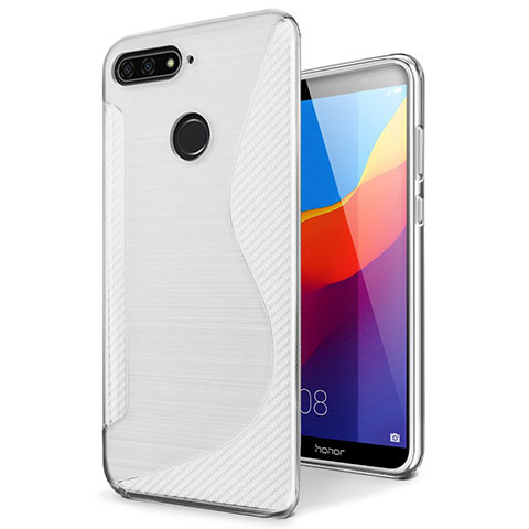 Huawei Y6 (2018)用ソフトケース S ライン クリア透明 カバー ファーウェイ ホワイト