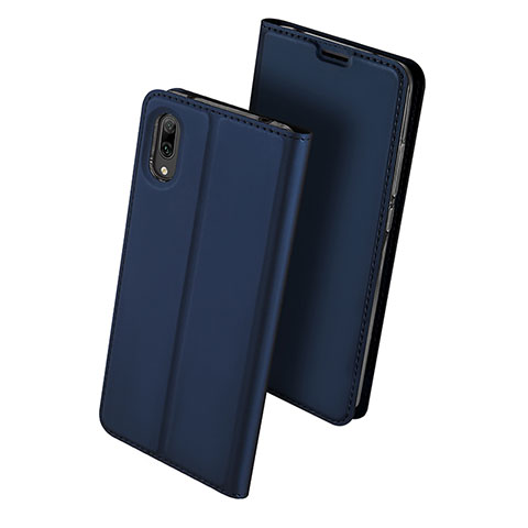 Huawei Y7 (2019)用手帳型 レザーケース スタンド カバー ファーウェイ ネイビー