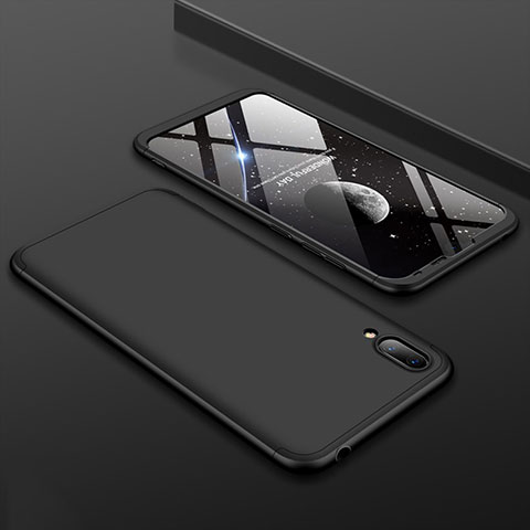 Huawei Y7 (2019)用ハードケース プラスチック 質感もマット 前面と背面 360度 フルカバー ファーウェイ ブラック