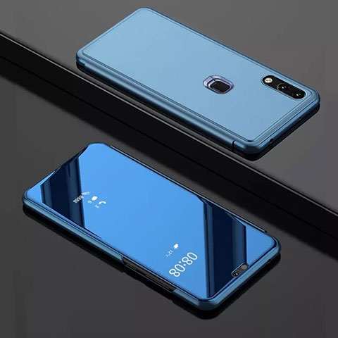 Huawei Y7 (2019)用手帳型 レザーケース スタンド 鏡面 カバー ファーウェイ ネイビー