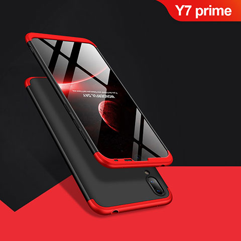 Huawei Y7 Prime (2019)用ハードケース プラスチック 質感もマット 前面と背面 360度 フルカバー Q01 ファーウェイ レッド・ブラック
